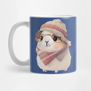 Cute Guinea Pig with Glasses and Winter Clothes Mug